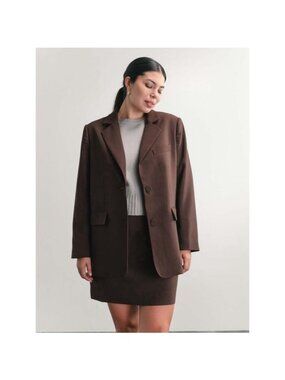 NEW Darling Society East Coast Blazer XXL Chocolate Brown Single Breasted